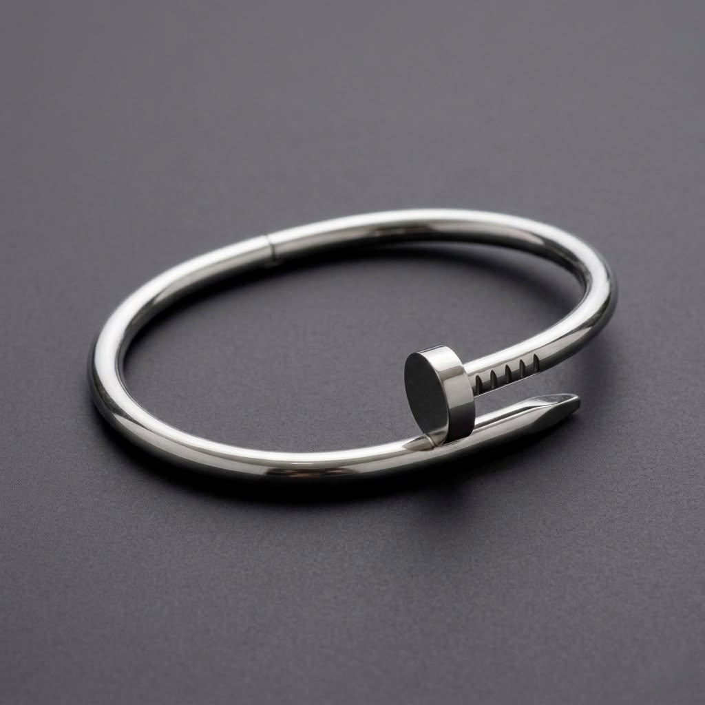 The Imperium Nail Bangle | Silver Stainless Steel Nail Cuff Bracelet for Men