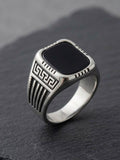 The Spartan Onyx Signet Ring | Premium Antique Silver & Black Onyx Cushion Ring for Men