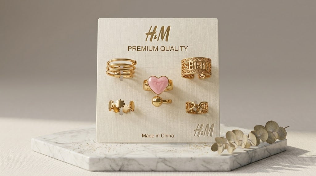 H&M Jewels Mixed Pink Heart & Filigree Ring Set