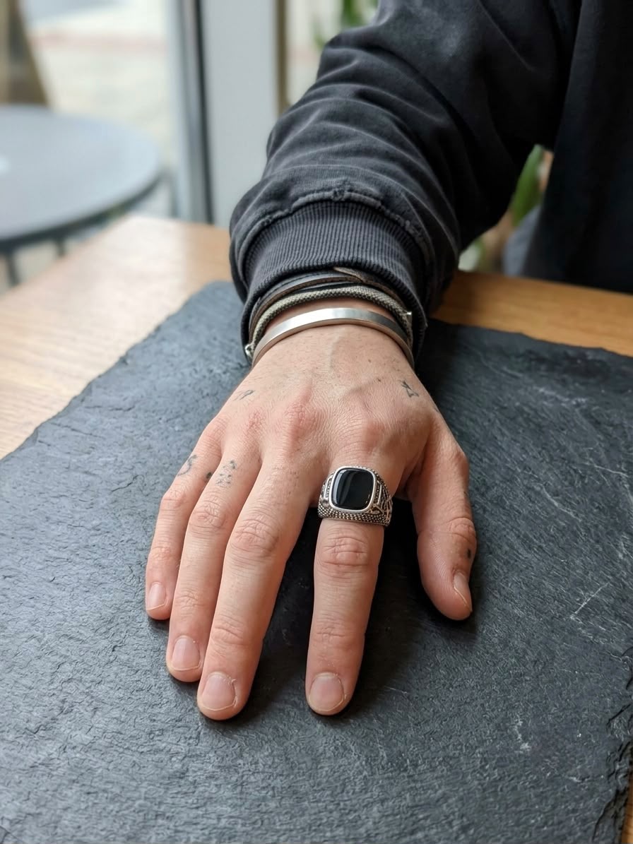 The Valhalla Celtic Onyx Ring | Antique Silver & Black Onyx Signet Ring for Men