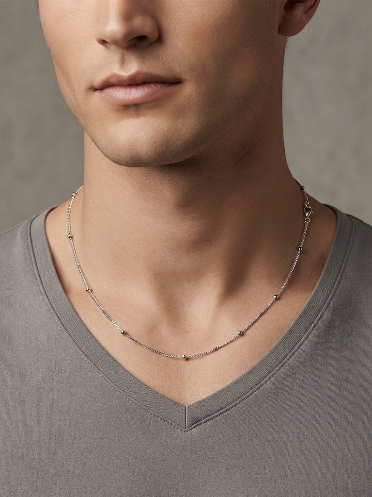 Minimalist Beaded Station Chain Necklace