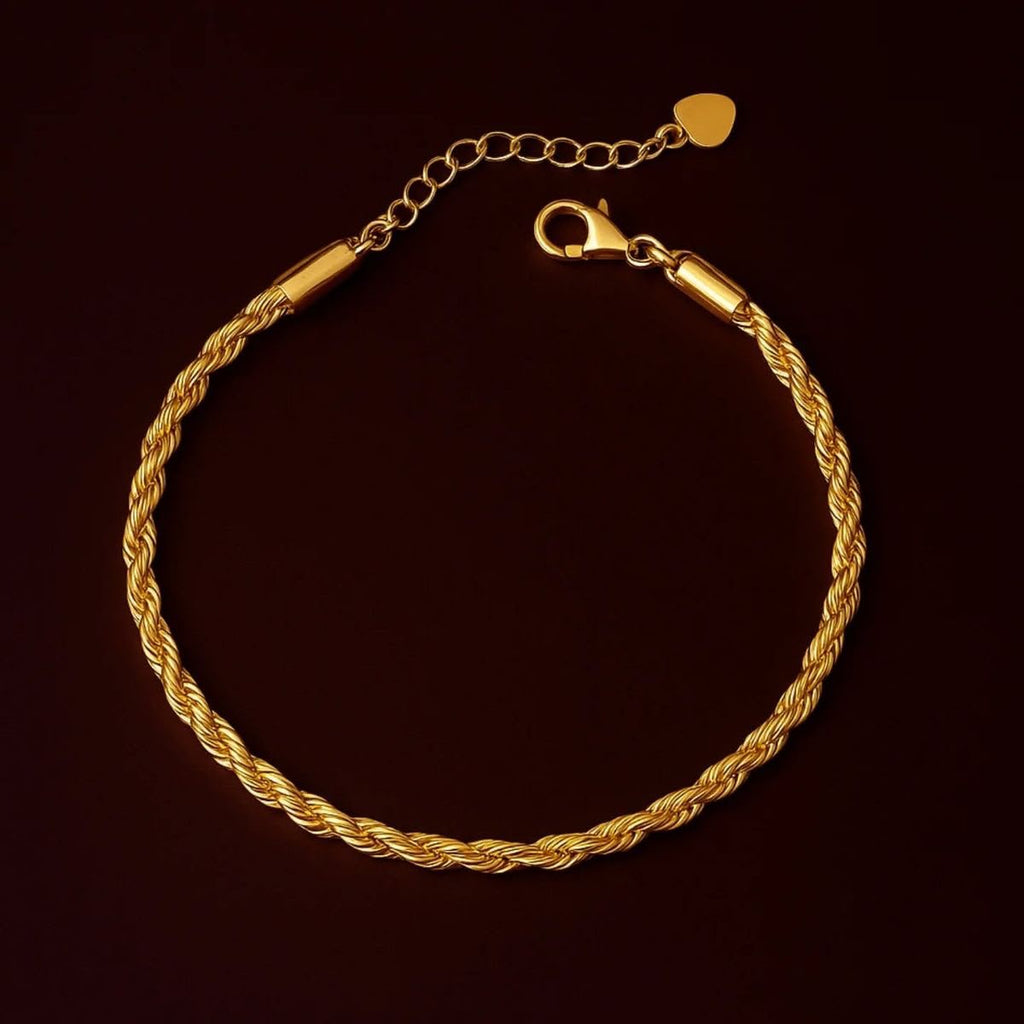 Golden Twisted Rope Chain Bracelet