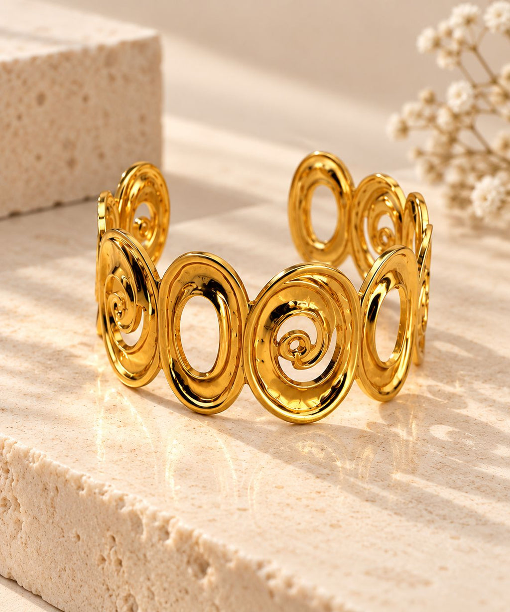 H&M Jewels Premium Brass Finish Anti-Tarnish Swirl Cuff