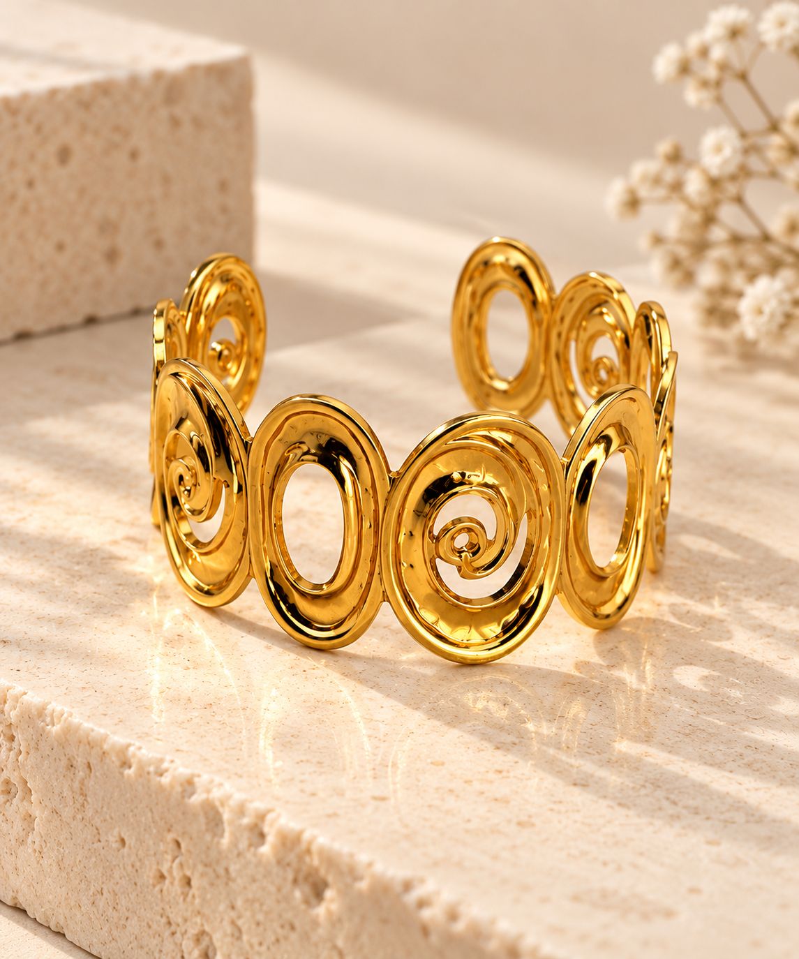 H&M Jewels Premium Brass Finish Anti-Tarnish Swirl Cuff
