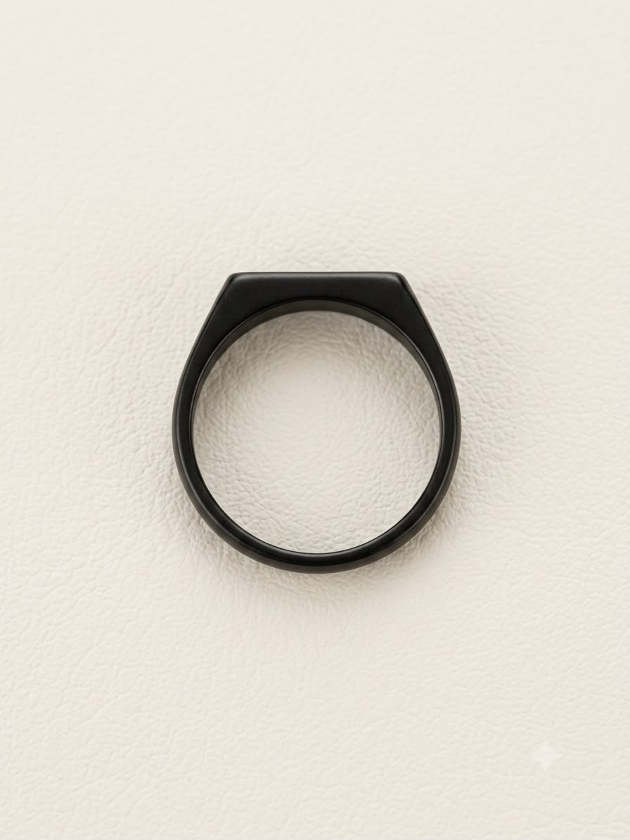 The Minimalist Stealth Bar Ring | Matte Black Rectangular Signet Ring for Men
