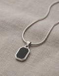 The Sentinel Octagon Onyx Pendant | Premium Silver & Black Onyx Snake Chain Necklace for Men