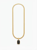 Noir Emerald-Cut Pendant Snake Chain Necklace