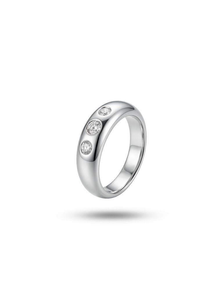 Triple Flush-Set Crystal Band Ring