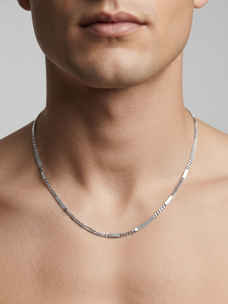 Textured Panel Link Chain Necklace