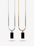 Duo Noir Rectangular Pendant Snake Chain Necklaces