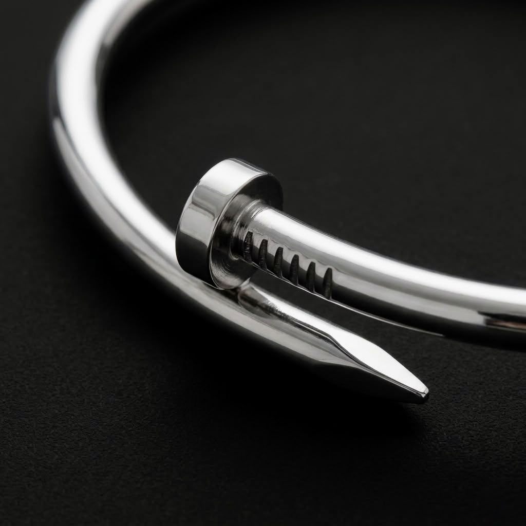 The Imperium Nail Bangle | Silver Stainless Steel Nail Cuff Bracelet for Men