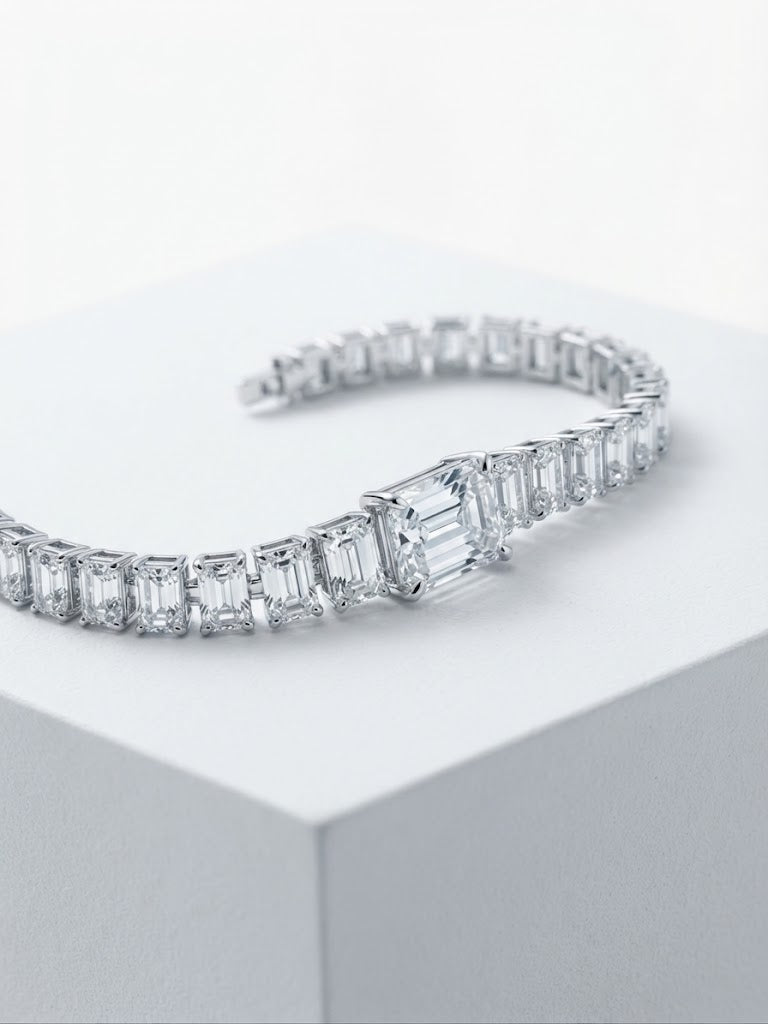 H&M Jewels Emerald-Cut Statement Tennis Bracelet