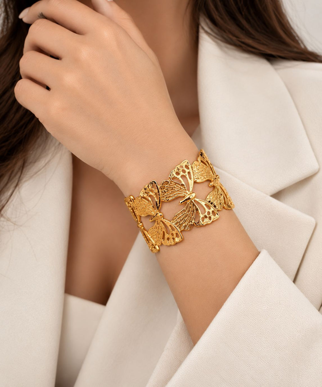 H&M Jewels Premium Brass Finish Anti-Tarnish Butterfly Cuff
