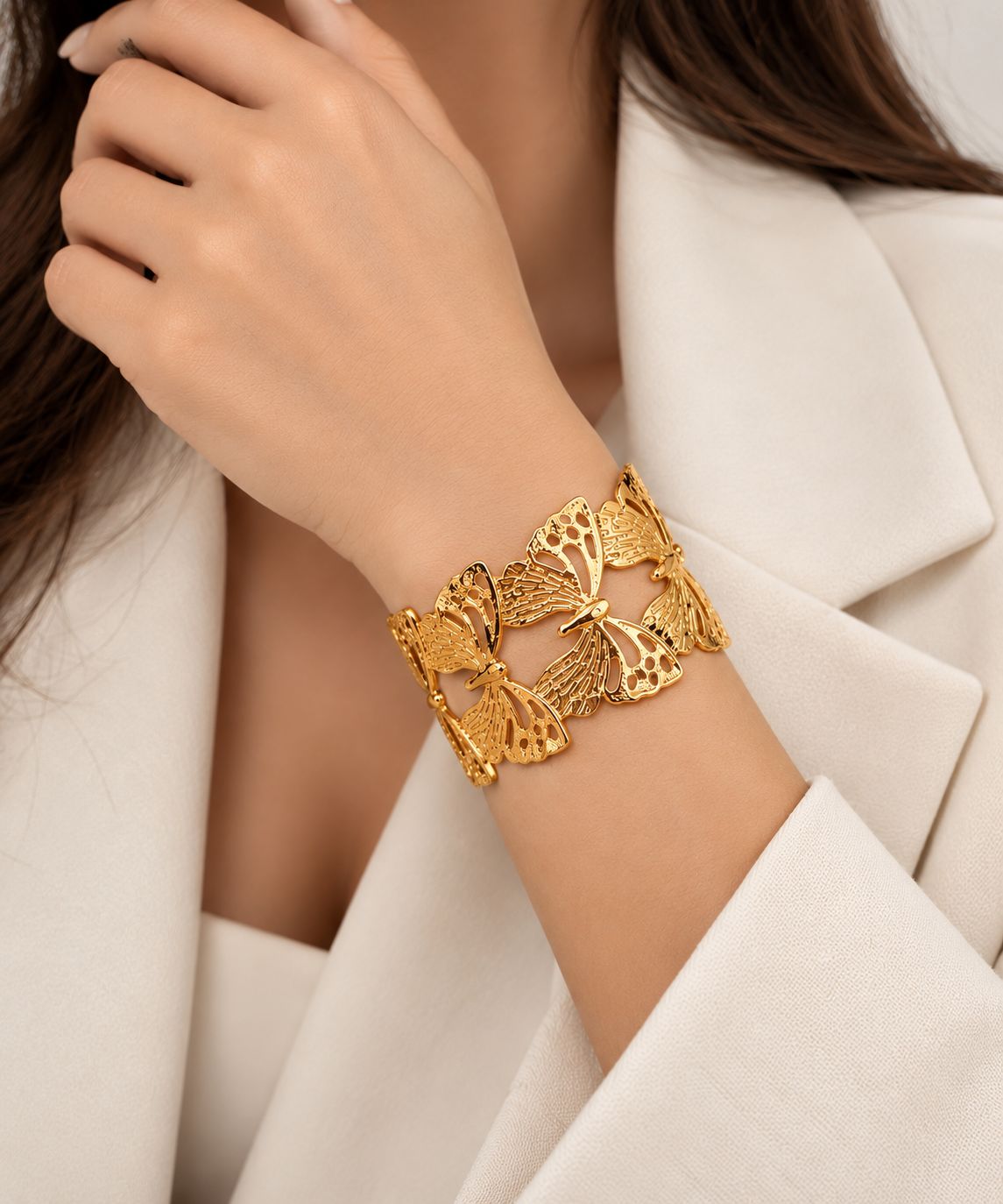 H&M Jewels Premium Brass Finish Anti-Tarnish Butterfly Cuff
