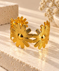 H&M Jewels Premium Brass Finish Anti-Tarnish Textured Daisy Cuff