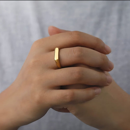 Customisable Gold Bar Ring