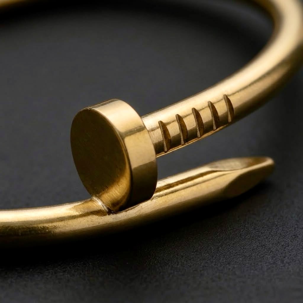 The Imperium Gold Nail Bangle | 18K Gold Tone Stainless Steel Nail Cuff Bracelet for Men