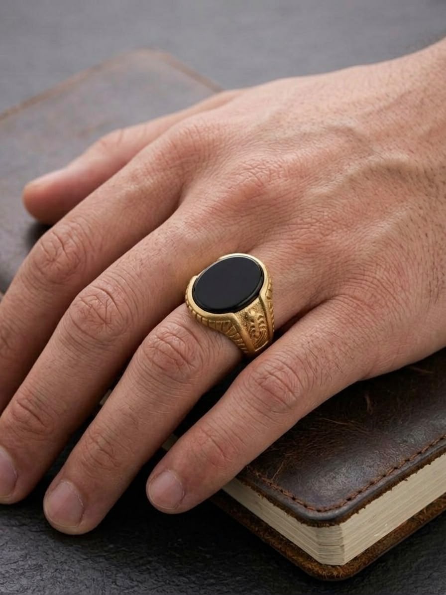 The Sovereign Onyx Statement Ring | Premium Gold & Black Onyx Signet Ring for Men