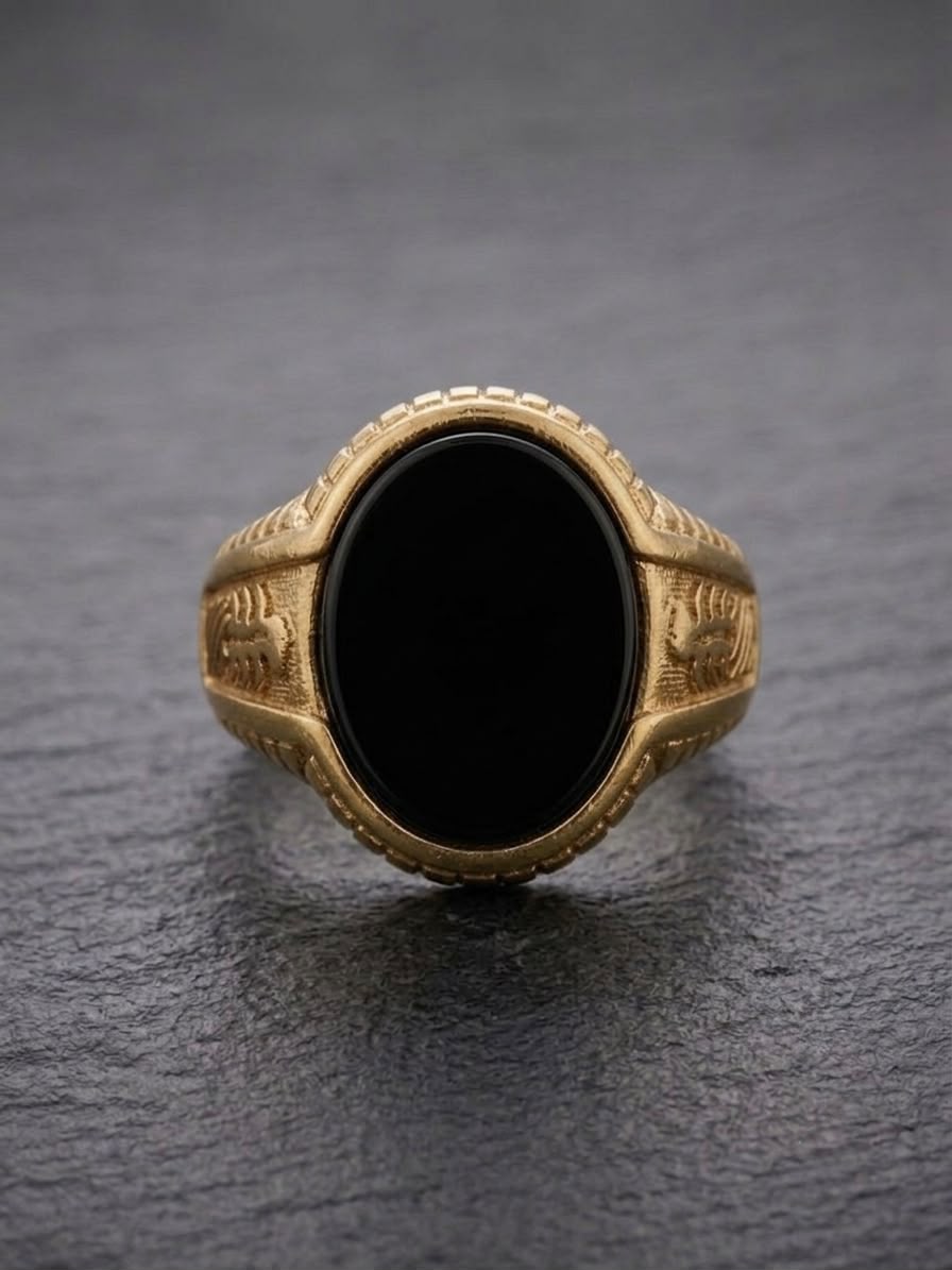 The Sovereign Onyx Statement Ring | Premium Gold & Black Onyx Signet Ring for Men