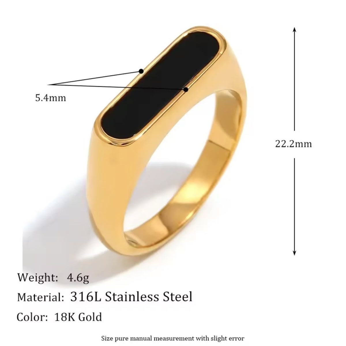 H&M Jewels Premium Brass Finish Anti-Tarnish Onyx Bar Ring