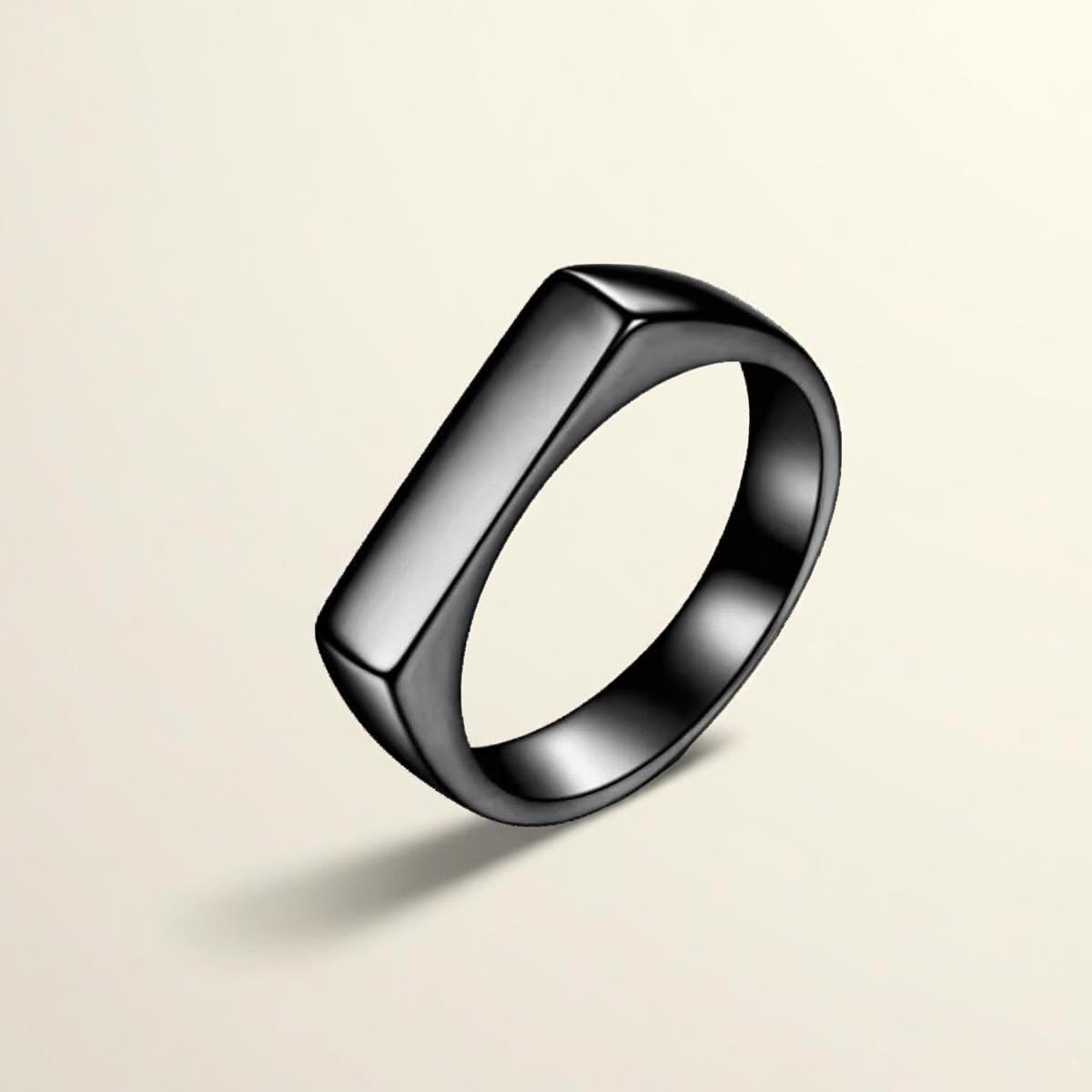 Obsidian Minimalist Signet Ring