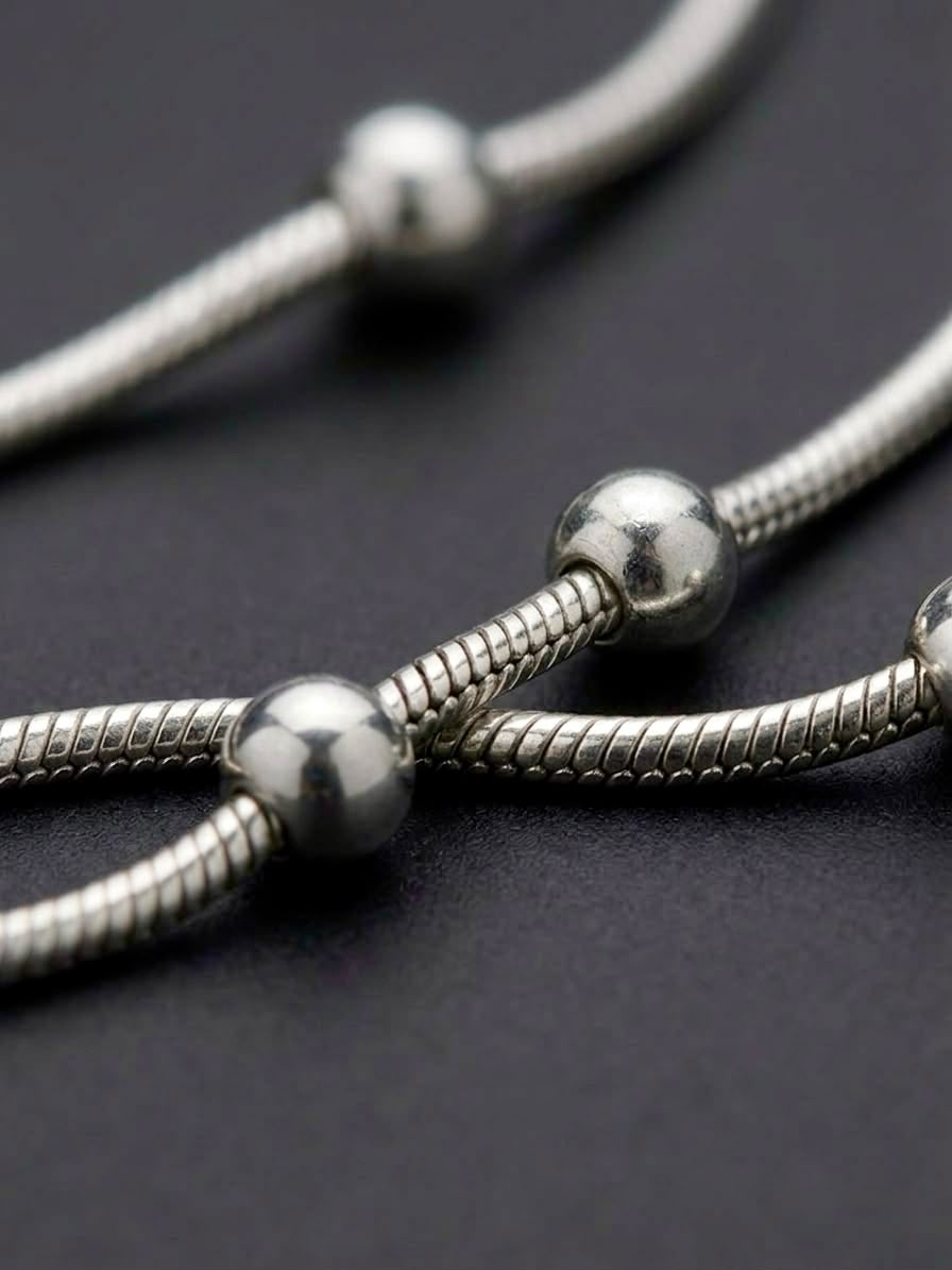 The Orion Beaded Snake Chain | Premium Silver Station Necklace for Men