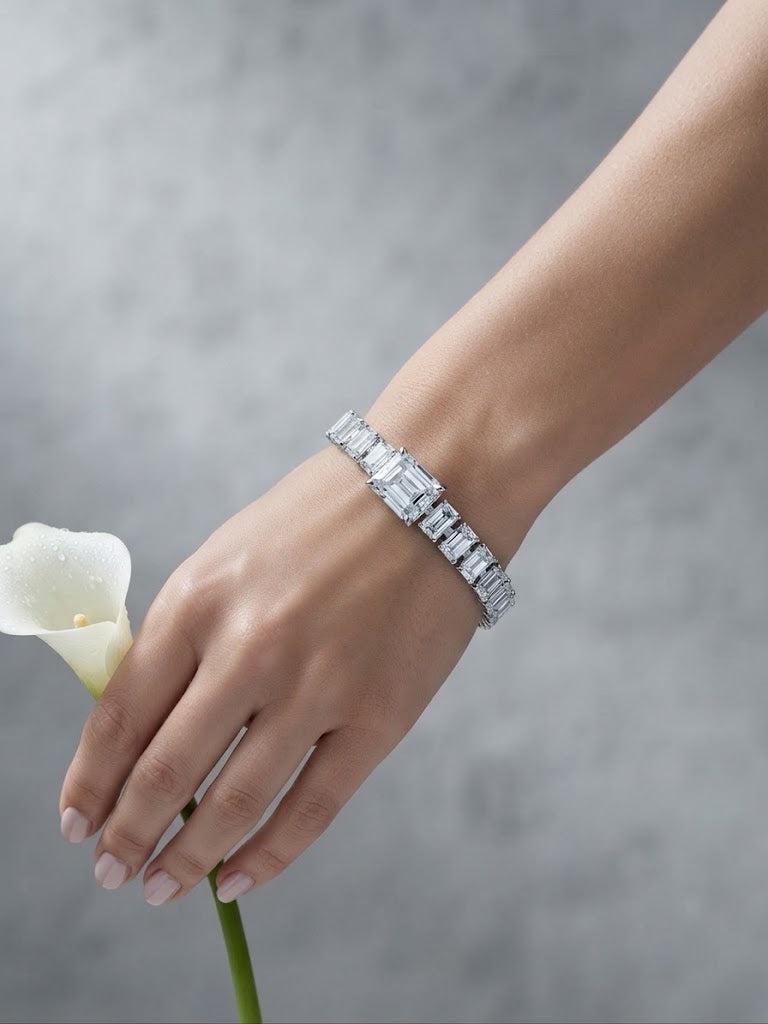 H&M Jewels Emerald-Cut Statement Tennis Bracelet