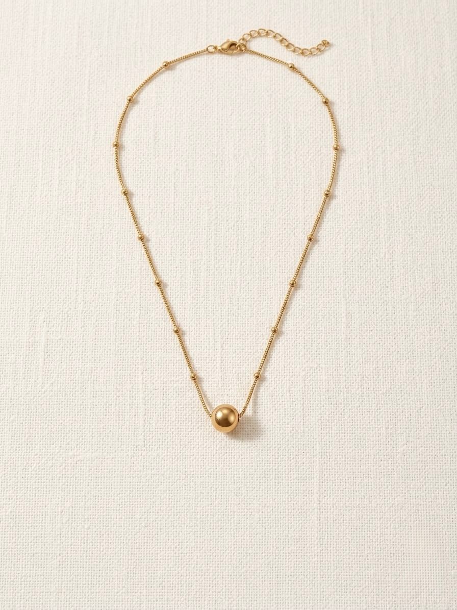 Premium Gold Station Chain & Ball Necklace for Women
