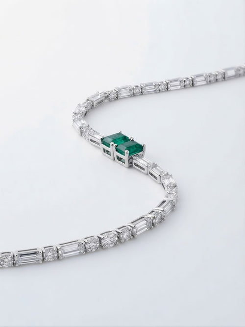 H&M Jewels Emerald Twin-Stone Crystal Tennis Bracelet