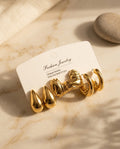 Golden Sculptural Earring Set
