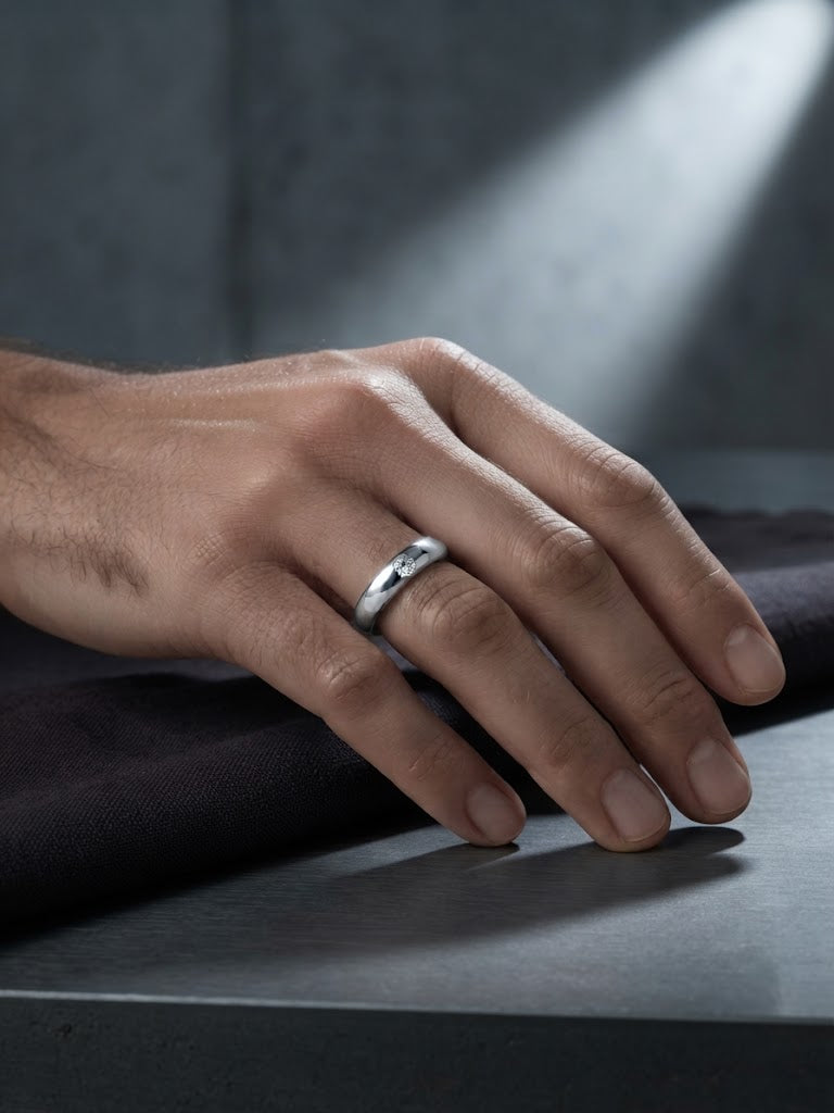 Solitaire Flush-Set Crystal Band Ring