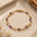H&M Jewels Premium Brass Finish Anti-Tarnish Purple Crystal Tulip Bracelet