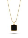 Noir Edge Square Pendant Necklace