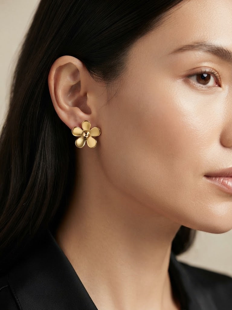 Golden Blossom Stud Earrings