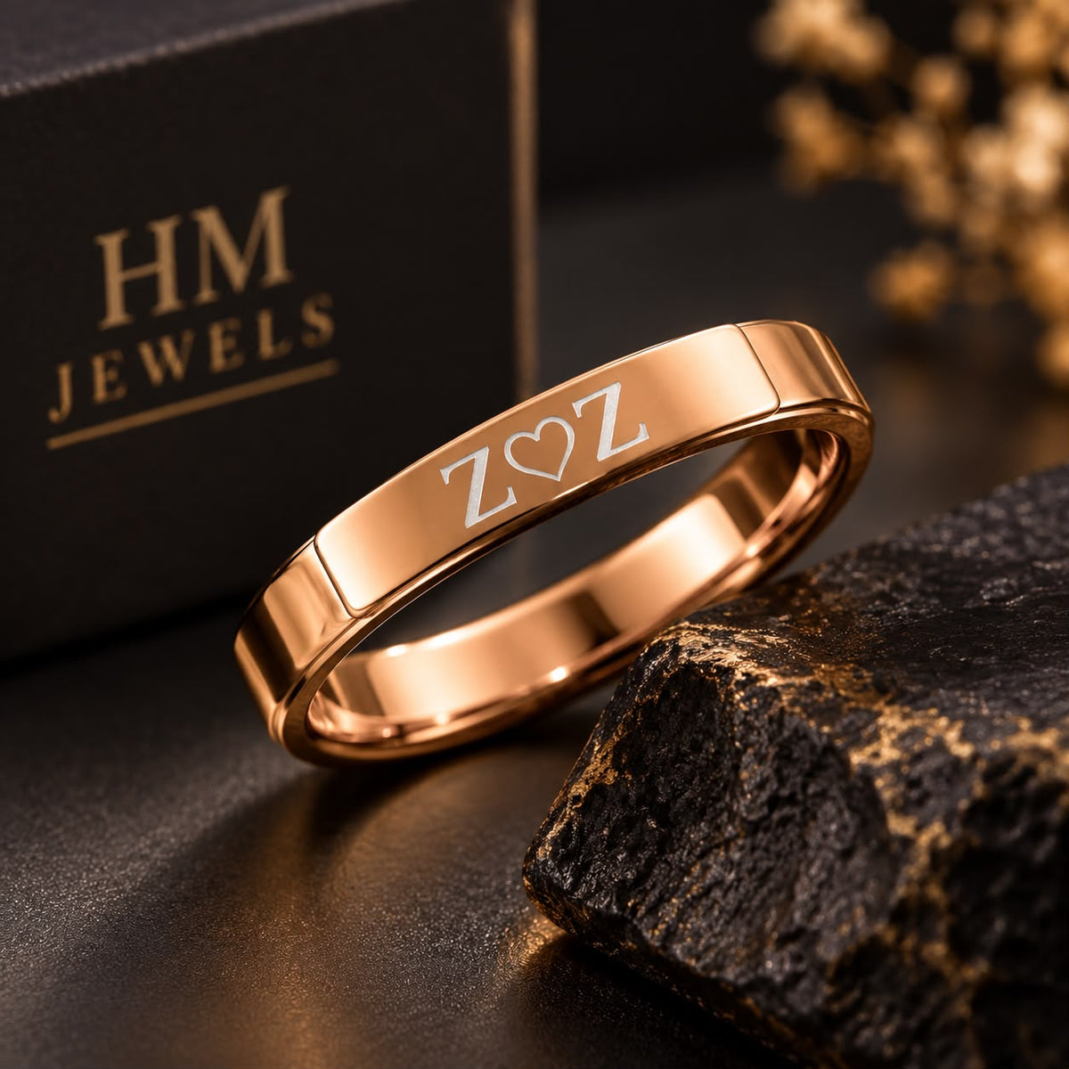 Customisable Gold Bar Ring
