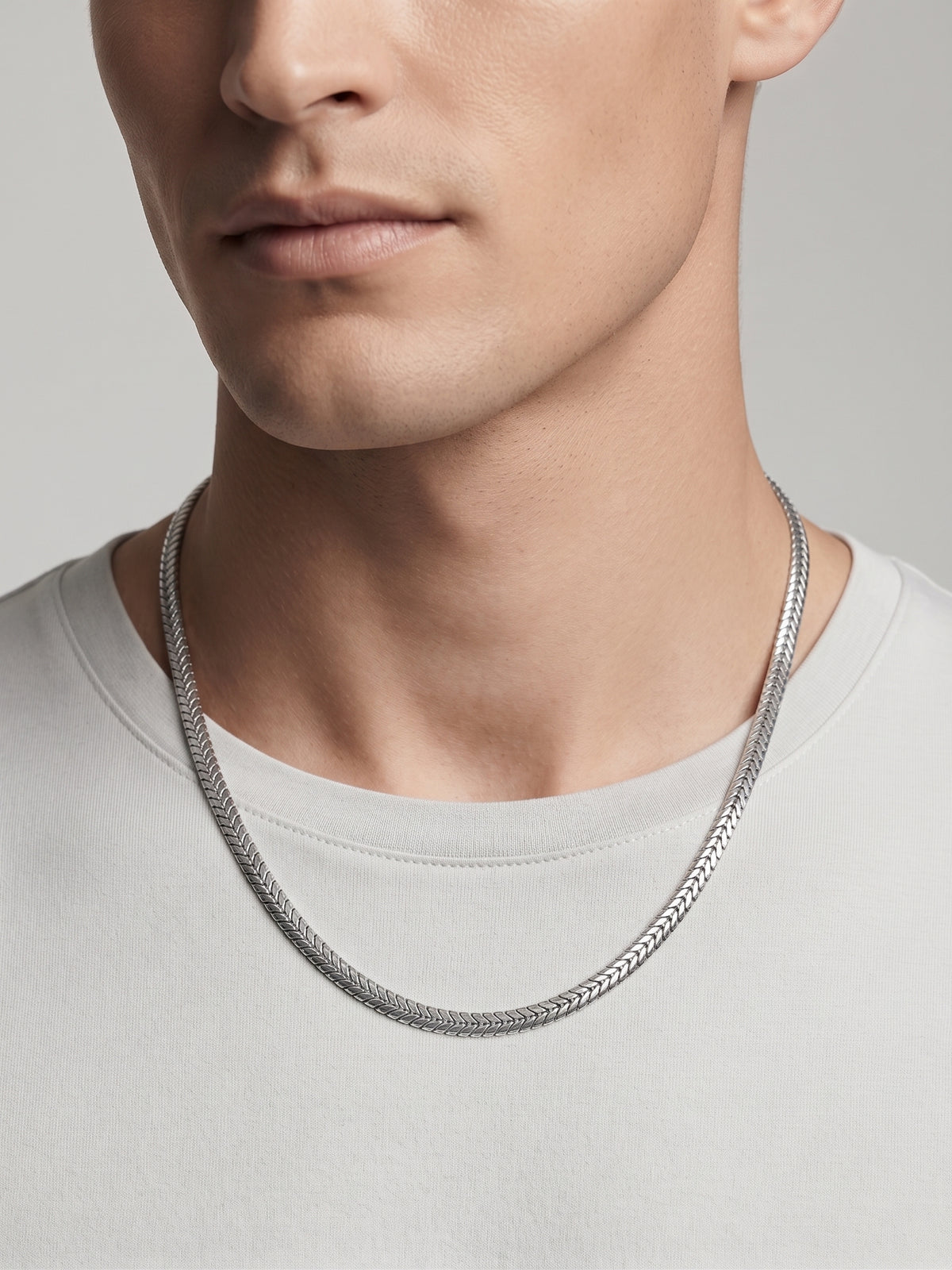 Sleek Herringbone Chain Necklace