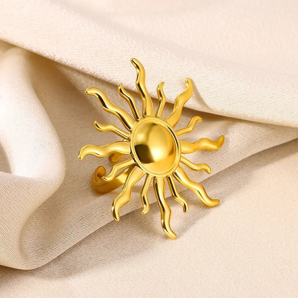 The Solis Sunburst Spiral Ring