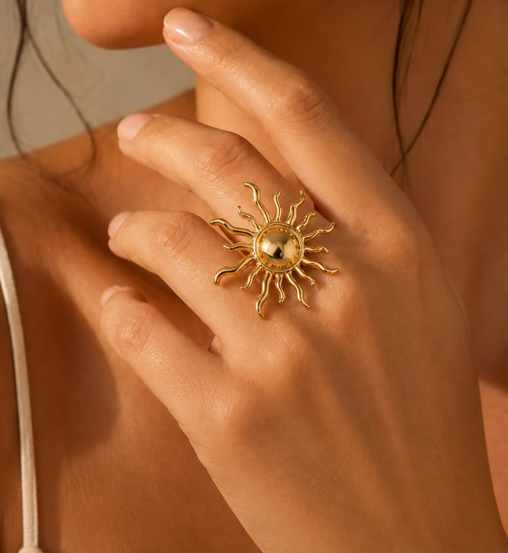 The Solis Sunburst Spiral Ring