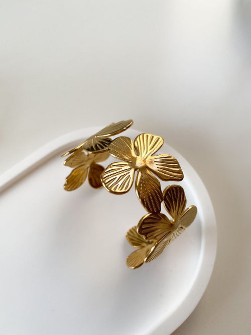 Golden Floral Cuff Bracelet