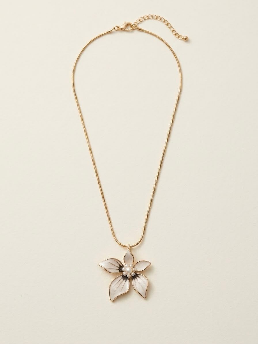 Gold & Ivory Blossom Pearl Necklace for Women