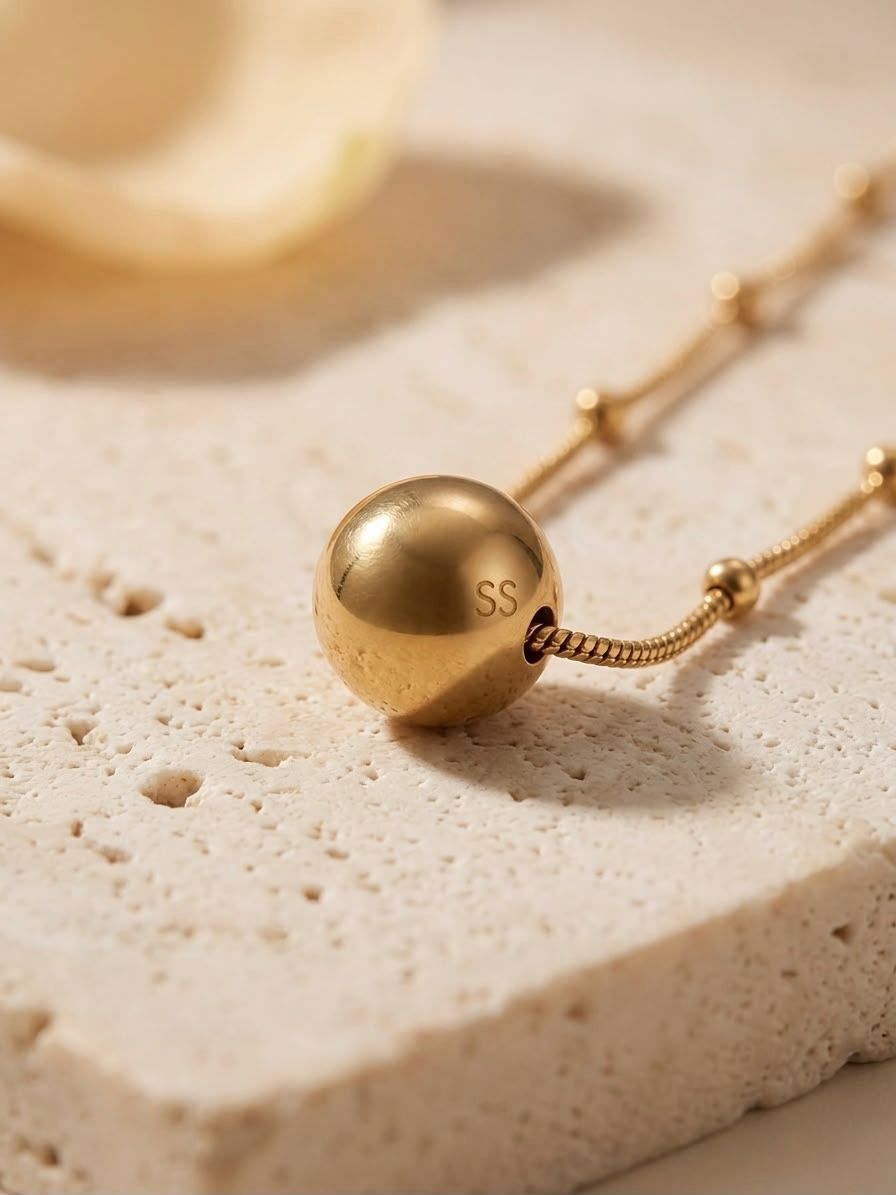 Premium Gold Station Chain & Ball Necklace for Women