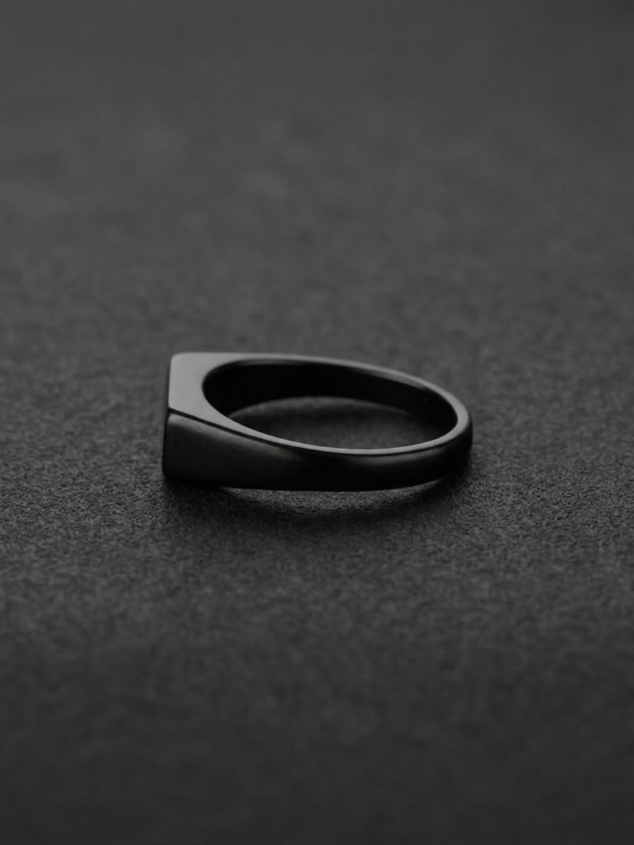 The Minimalist Stealth Bar Ring | Matte Black Rectangular Signet Ring for Men