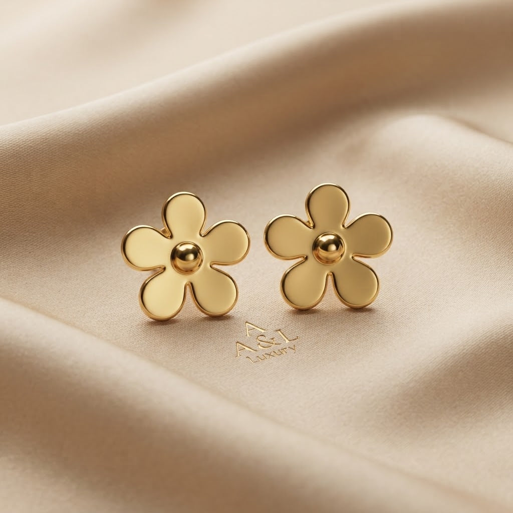 Golden Blossom Stud Earrings
