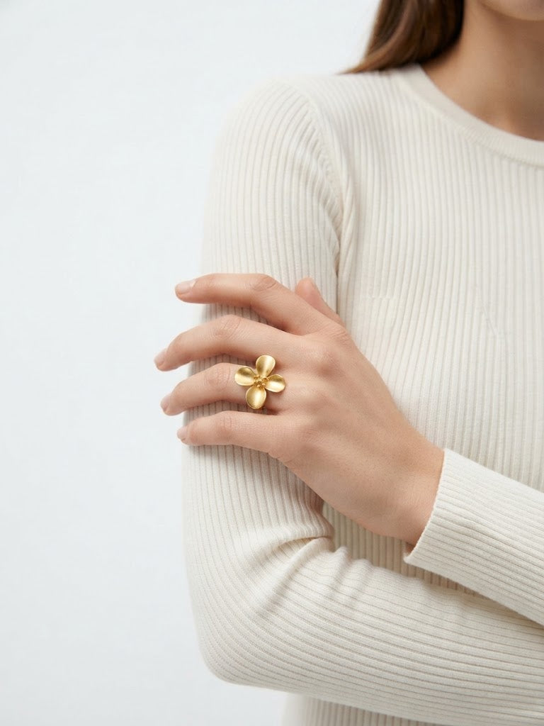 3D Floral Statement Ring for Women