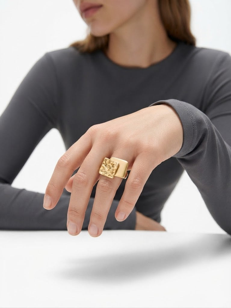 The Quadrant Molten Gold Ring