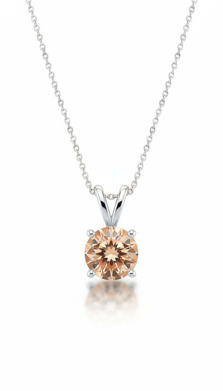 Platinum solitaire gemstone necklace