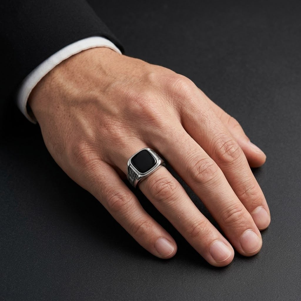 Onyx Shine Signet Ring