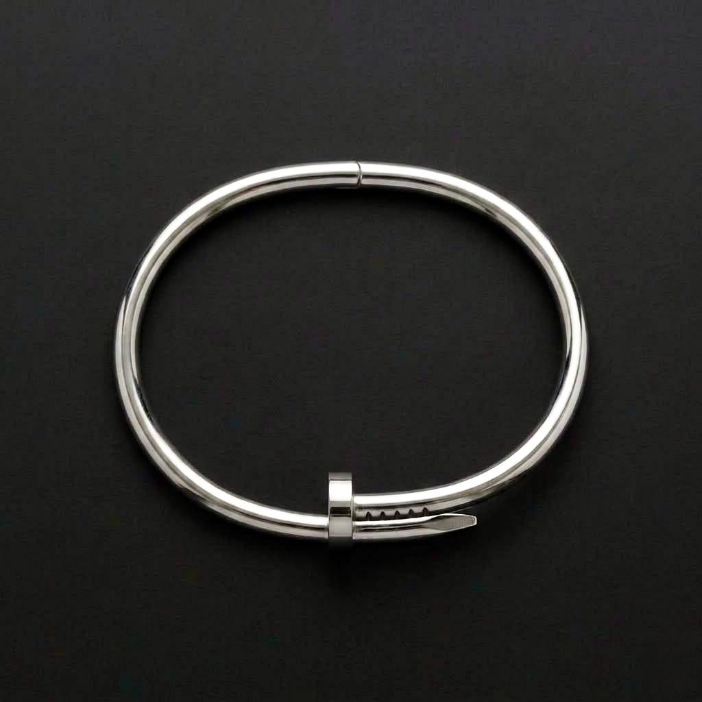 The Imperium Nail Bangle | Silver Stainless Steel Nail Cuff Bracelet for Men