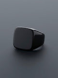 The Obsidian Apex Signet Ring | Matte Black Stainless Steel Ring for Men