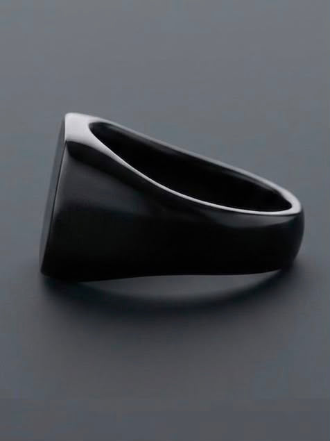 The Obsidian Apex Signet Ring | Matte Black Stainless Steel Ring for Men
